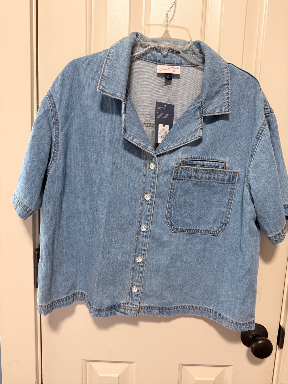 Universal Thread Light Blue Denim Short-Sleeve Shirt